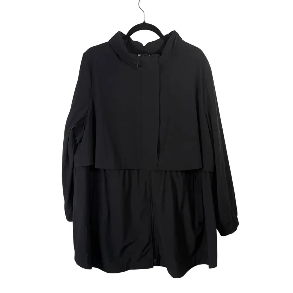 J Jill Fit Black On the Go Layered Jacket Hidden Hood Travel Womens‎ Plus 2x